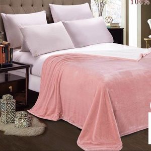 Light Peach Pink Micro Plush Sherpa Throw Blanket